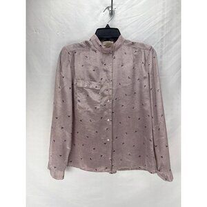 Vintage First Glance Pink Embroidered Blouse M 80s Blouse Cottagecore Romantic